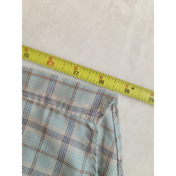 Overton Shirt Mens Large Blue Plaid Long Sleeve 100% Cotton Preppy Wrinkle Free - Picture 7 of 11
